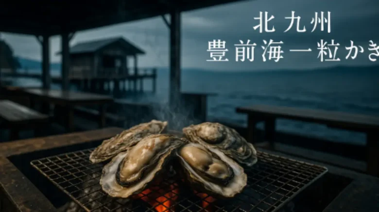 北九州の豊前海一粒かきが味わえる牡蠣小屋イメージ 北九州・豊前海一粒かきを炭火で焼く牡蠣小屋の雰囲気をイメージした写真