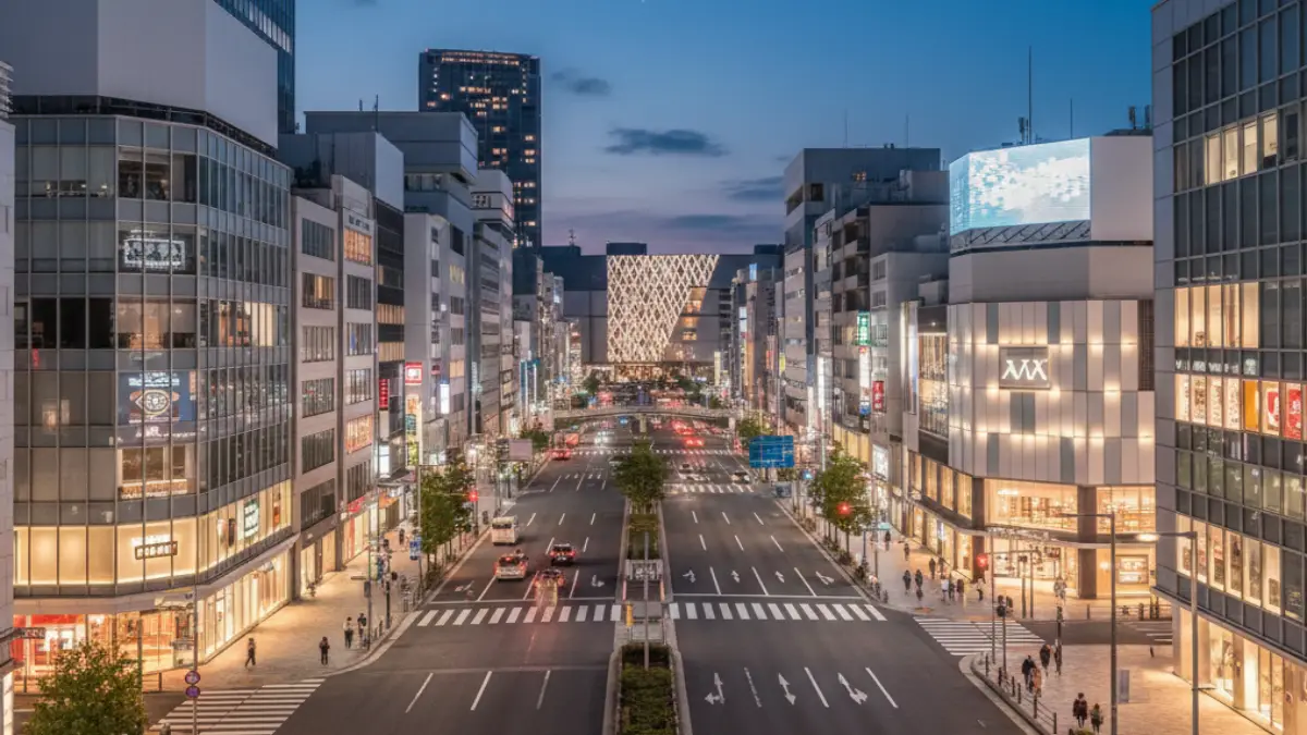 福岡の街並みと観光に便利な宿泊エリアをイメージした横長の写真
