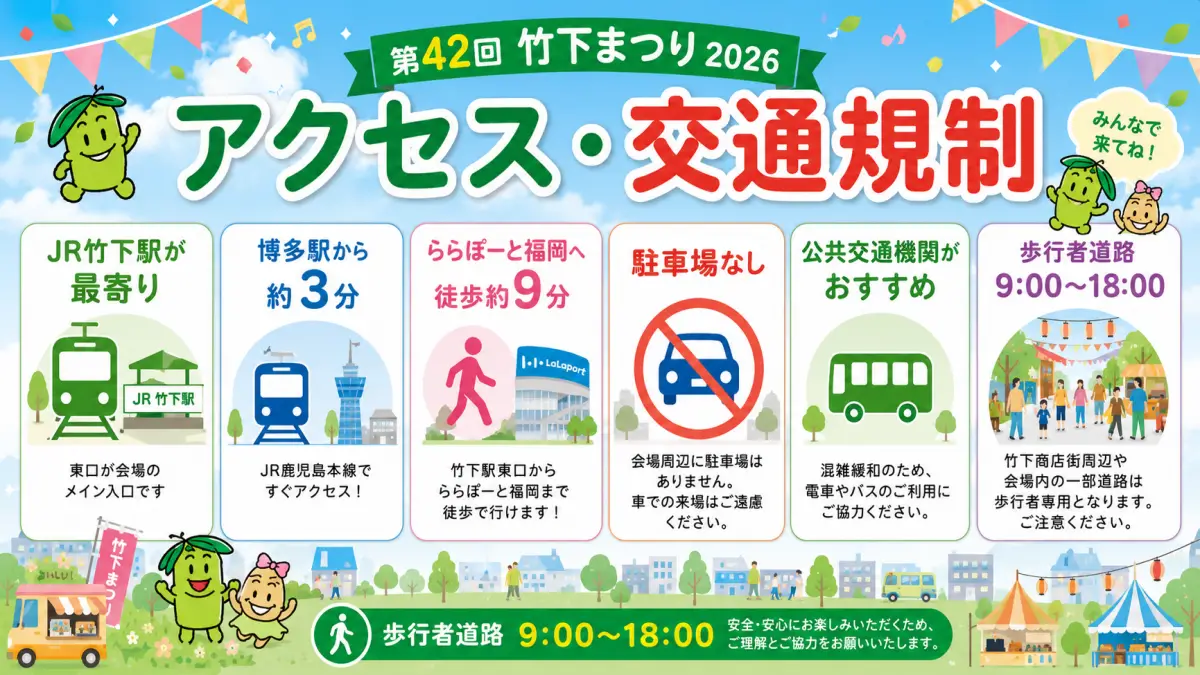 竹下まつり2026のアクセスと交通規制を案内する画像